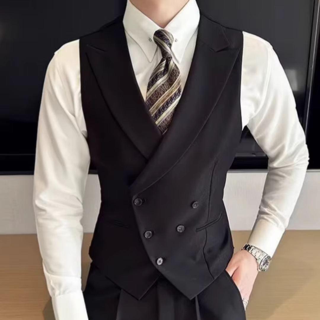 Men'S Grooming Daily - Men Vest Black With Lapel Solid